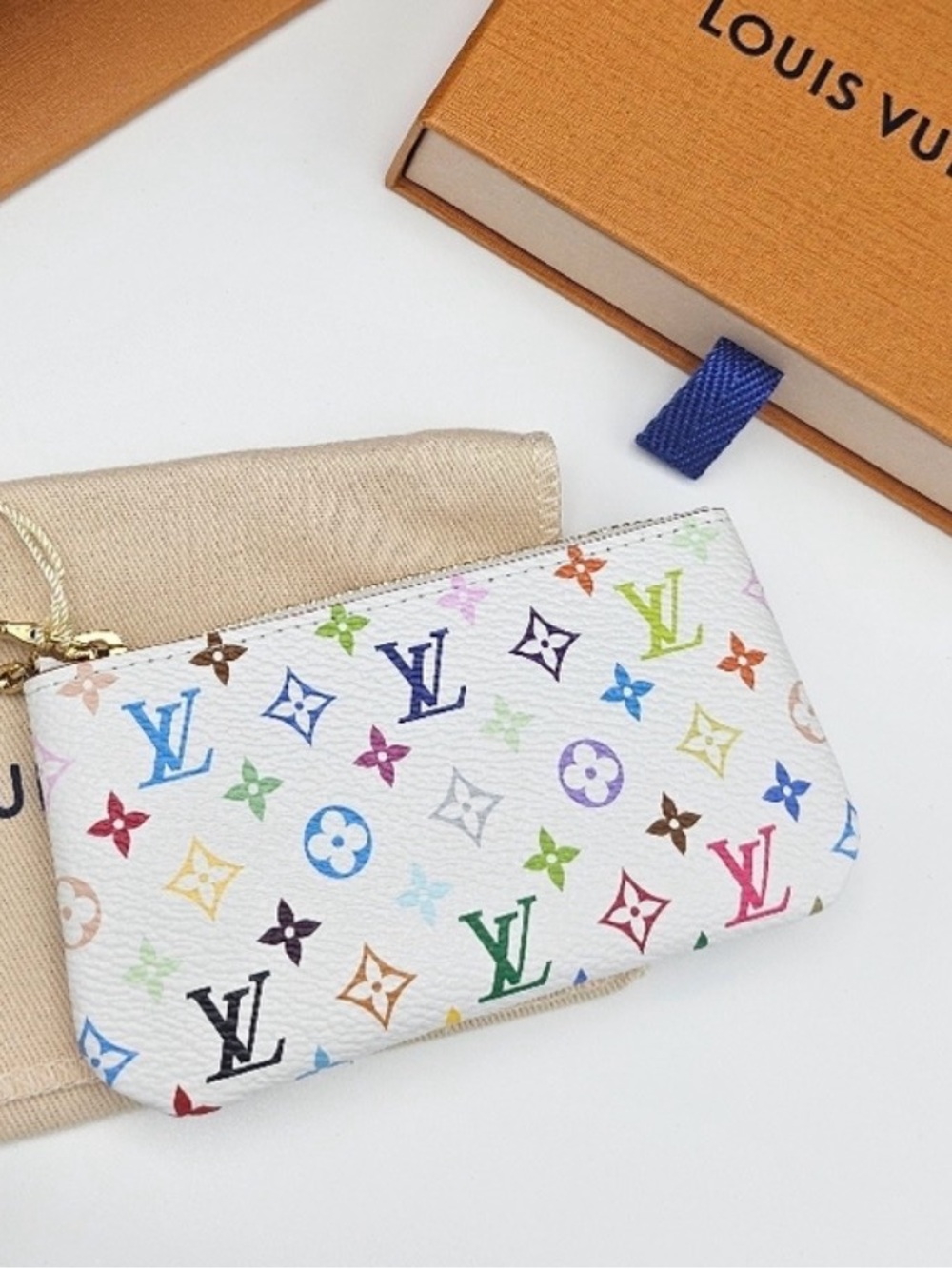 Louis Vuitton White Multicolor Monogram Zip Pouch
